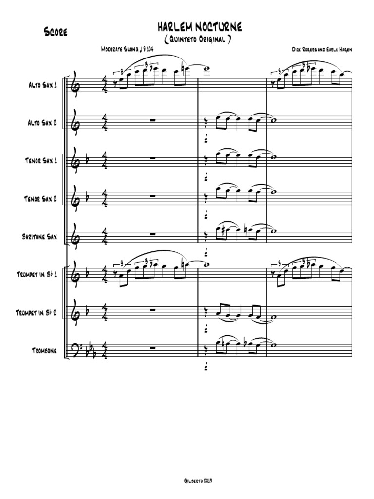 Harlem Nocturno Quinteto Original Score | PDF