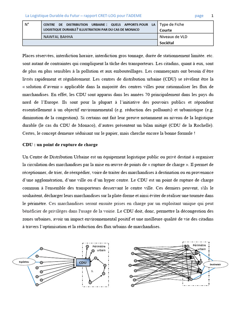 Centres de Distribution Urbaine et Durabilité | PDF | Monaco | Logistique