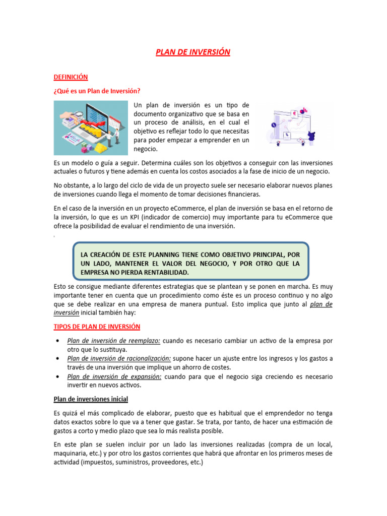 Ejemplo de Plan de Inversión Empresarial | PDF | Business | Inversiones