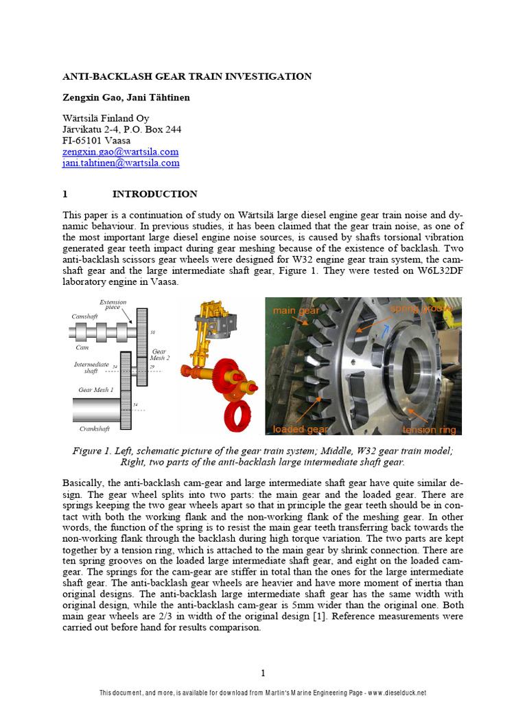 2011 Gear Backlash On Large Diesels PDF Gear Torque