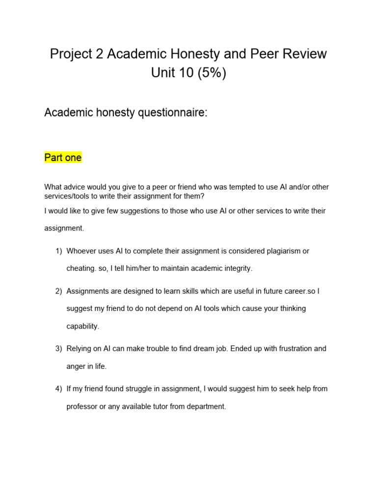 Academic Integrity and Peer Review Guide | PDF | Academic Dishonesty ...