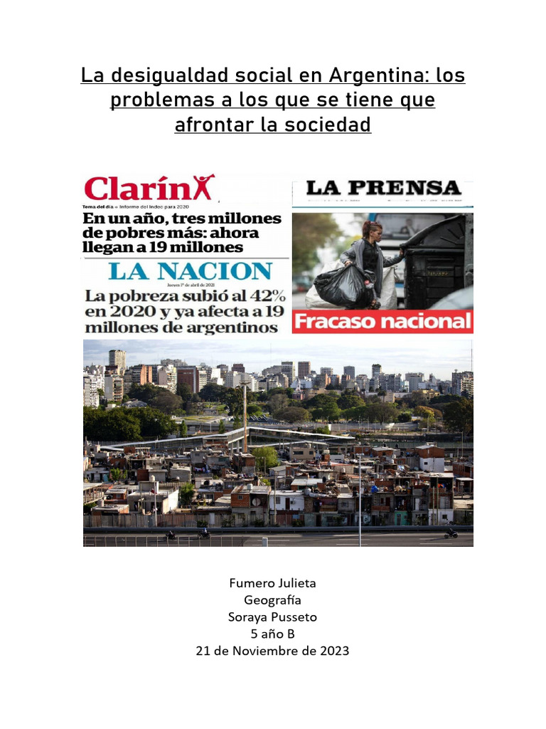 TP Geografia Desigualdades Sociales | PDF | Desigualdad social ...