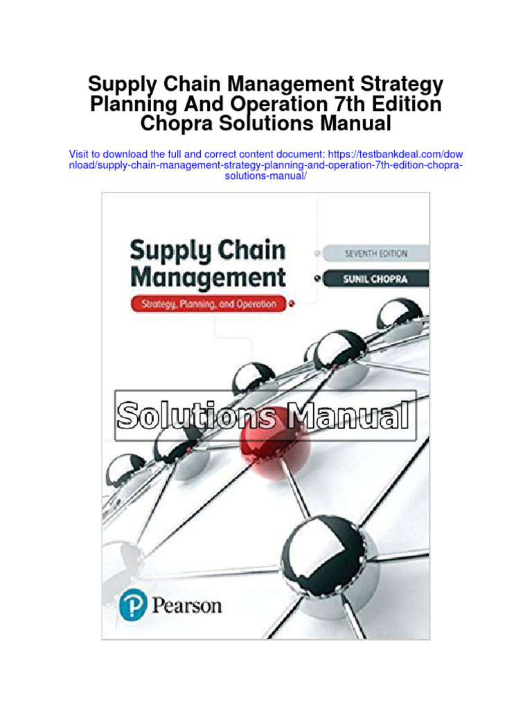 Supply Chain Management Strategy Planning and Operation 7th Edition
