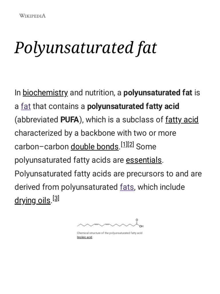 Polyunsaturated Fat Wikipedia PDF Fatty Acid Fat