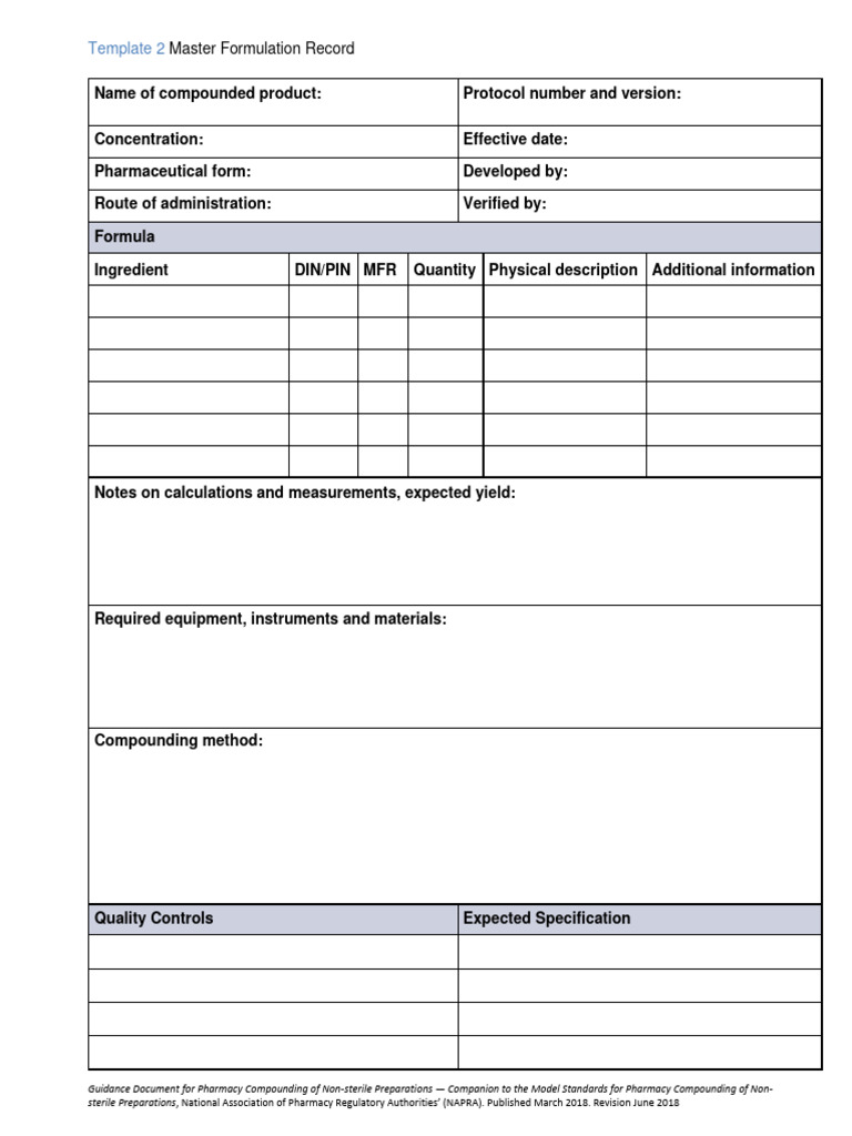 Resource Template 2 Master Formulation Record PDF