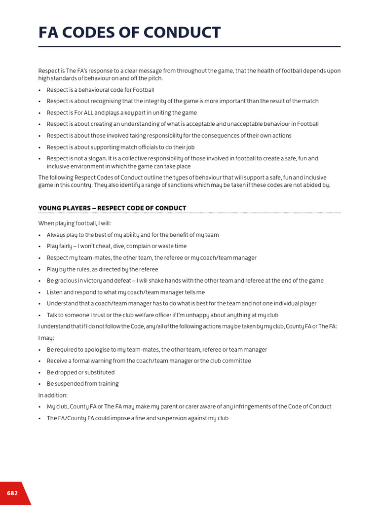 FA Respect Codes of Conduct Overview | PDF | Association Football ...