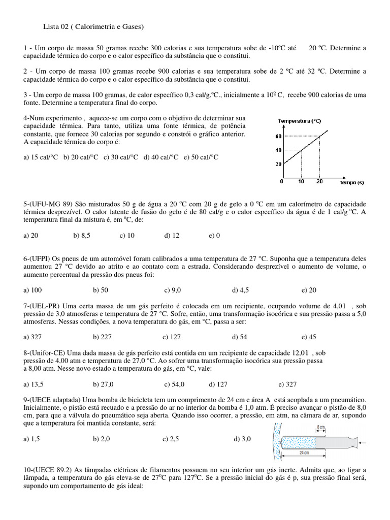 Calorimetria e Comportamento de Gases | PDF | Geladeira | Calor