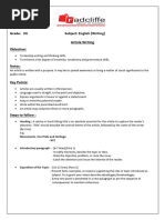 Article Writing - Grade 11 | PDF