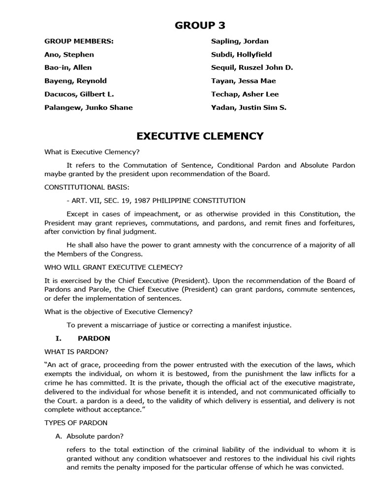 Executive Clemency | PDF | Pardon | Life Imprisonment