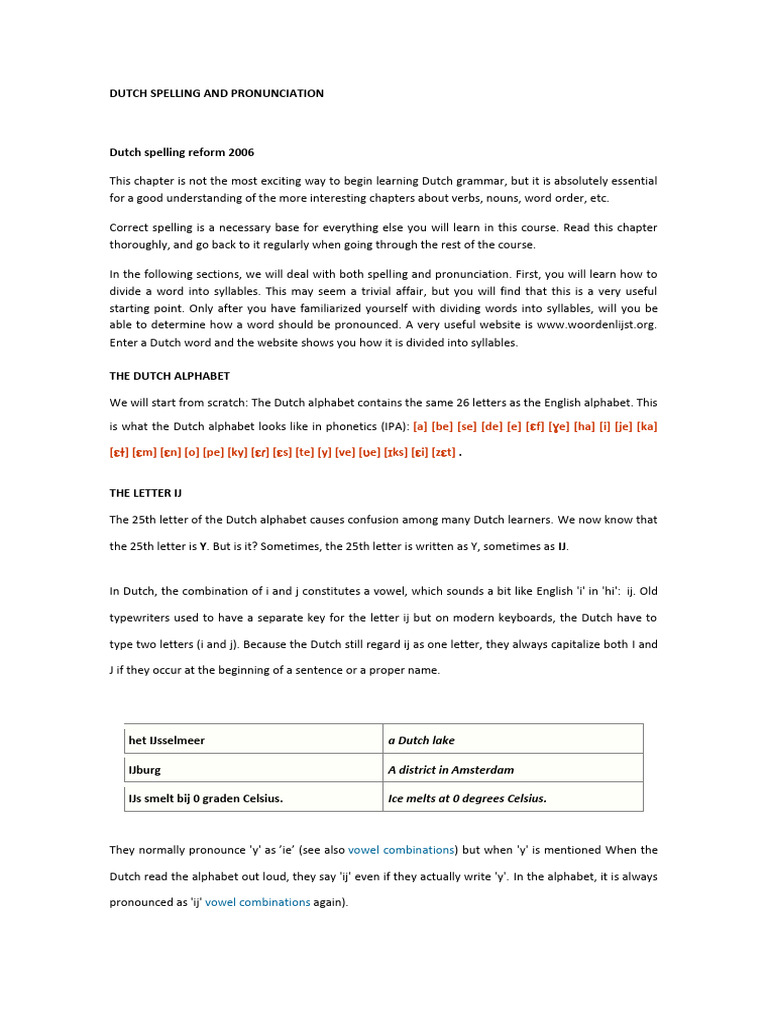 Dutch Syllabification and Spelling Guide | PDF | Stress (Linguistics ...