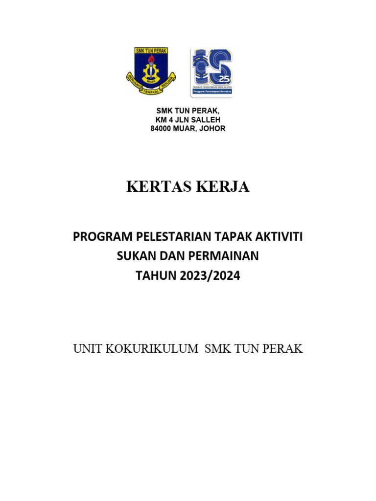 Kertas Kerja Program Pelestarian Tapak Aktiviti Sukan Dan Permainan | PDF