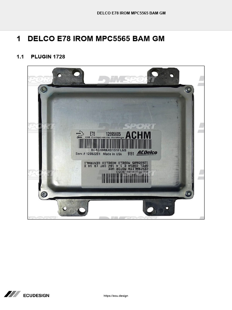 Delco E78 ECU Pinout and Connections | PDF