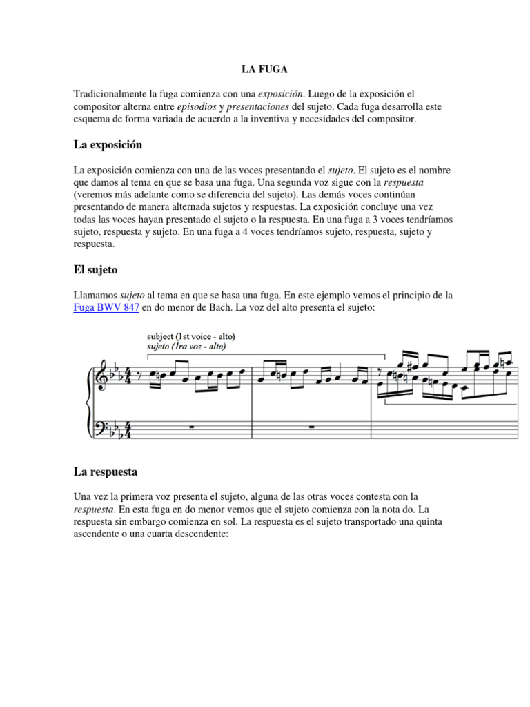 La Fuga | PDF | Música clásica | Composiciones Musicales