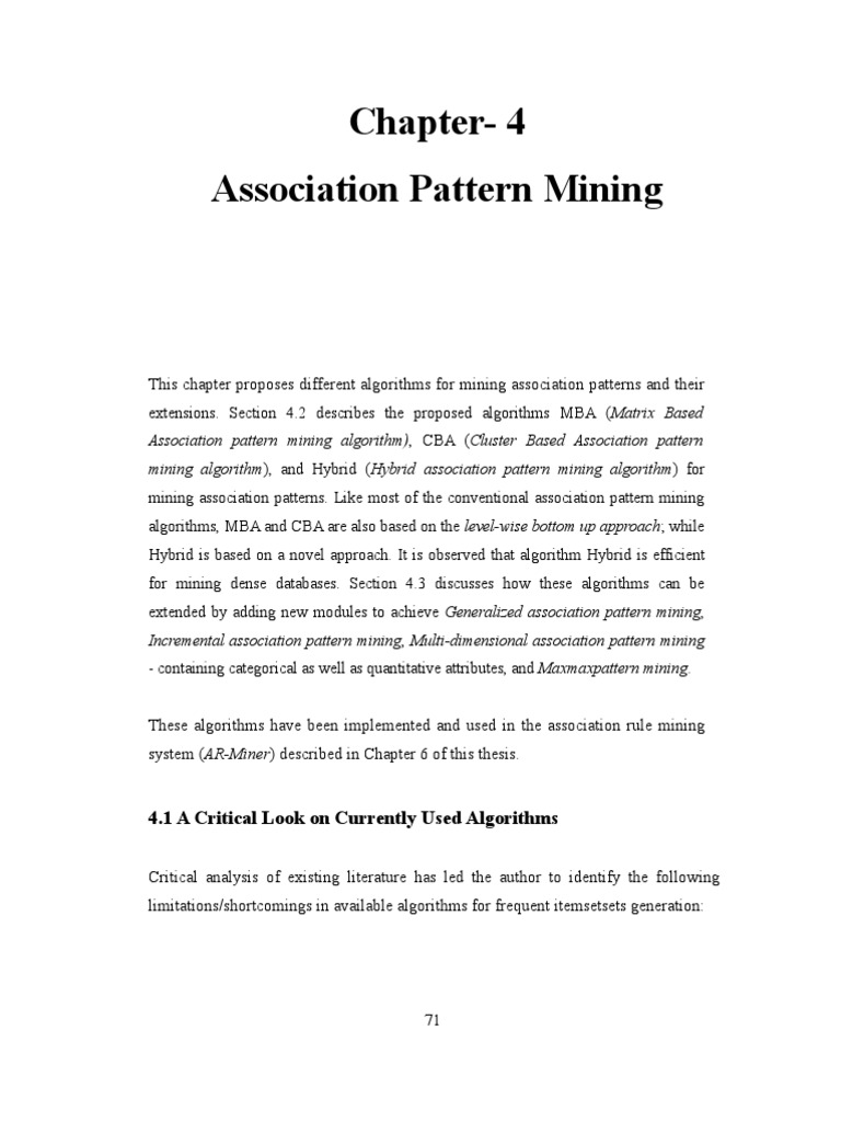 Association Pattern Mining Algorithms | PDF | Algorithms | Cluster Analysis