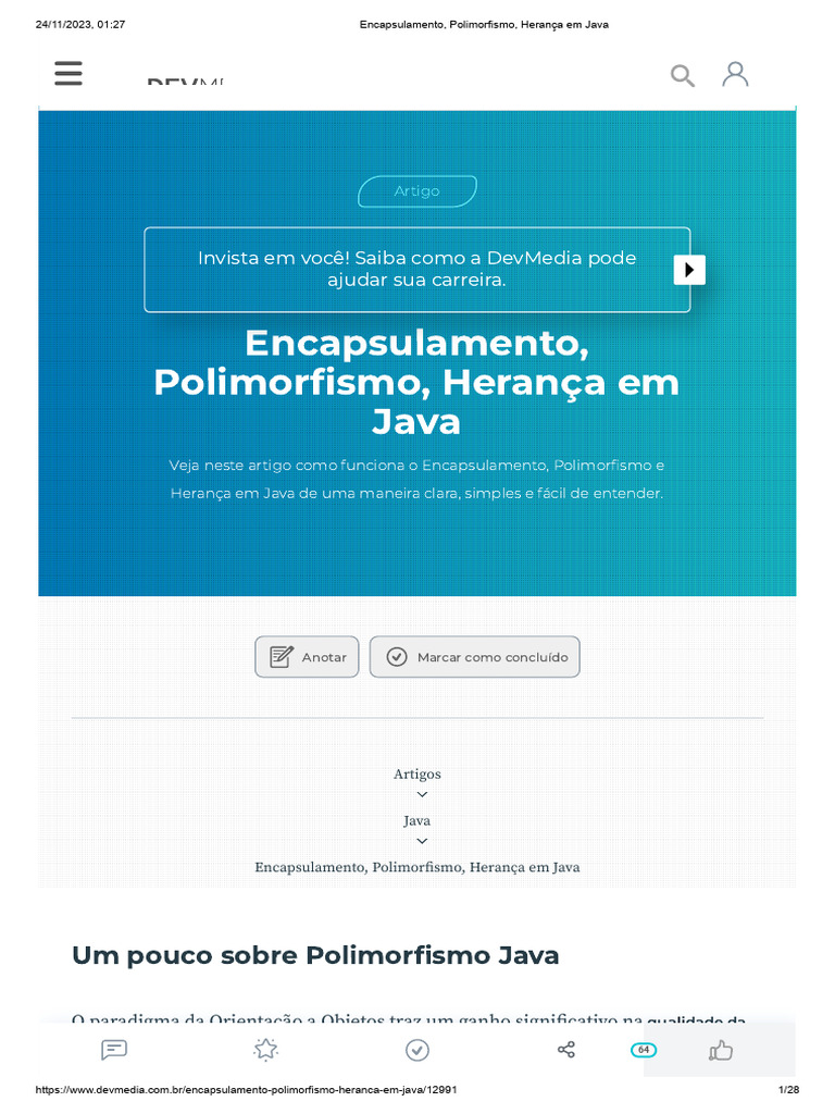 Encapsulamento e Polimorfismo em Java | PDF | Classe (programação de ...