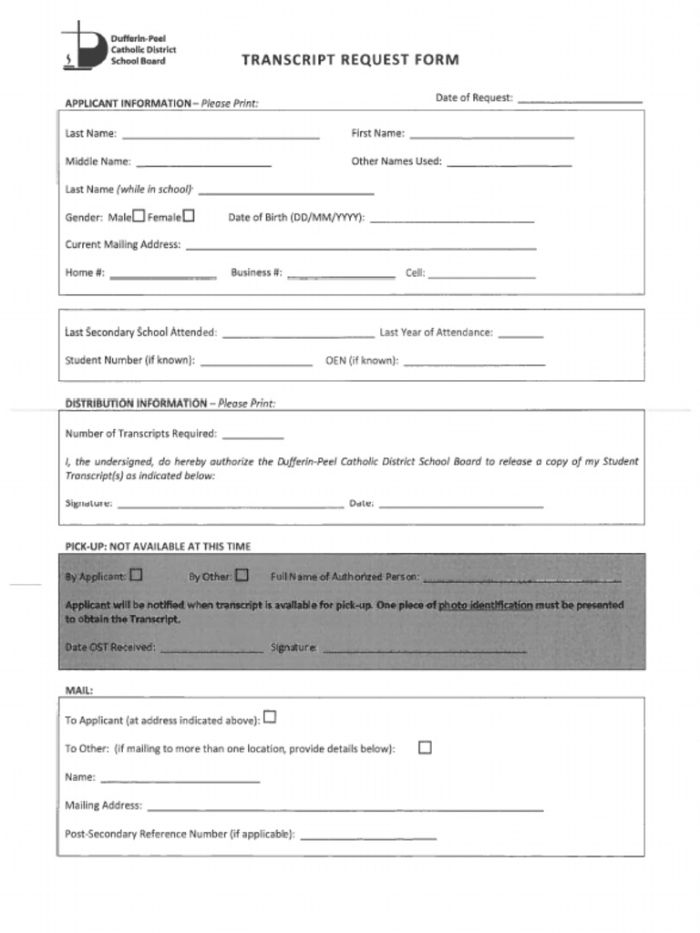Transcript Request Form 2020 | PDF