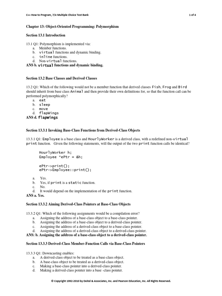 C how to program late objects version 7th edition deitel test bank