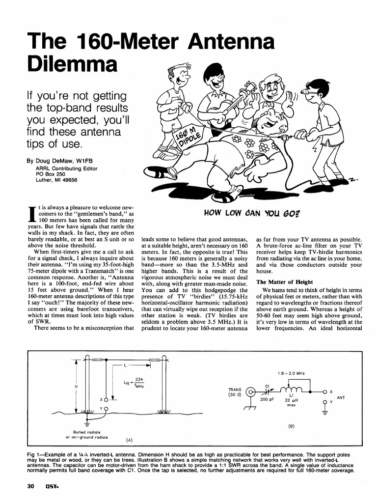 Antenna - The 160 Meter Delimma (By Doug DeMaw W1FB QST Nov 1990) | PDF