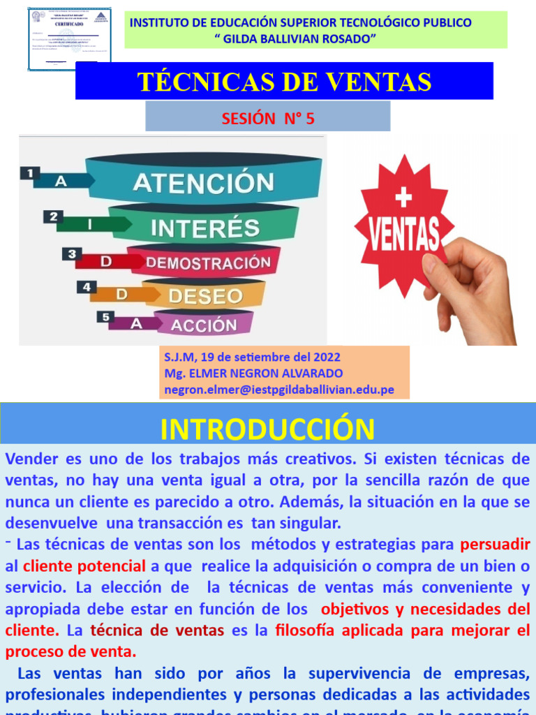 Sesión #5 Técnicas de Ventas | PDF | Marketing | Cliente