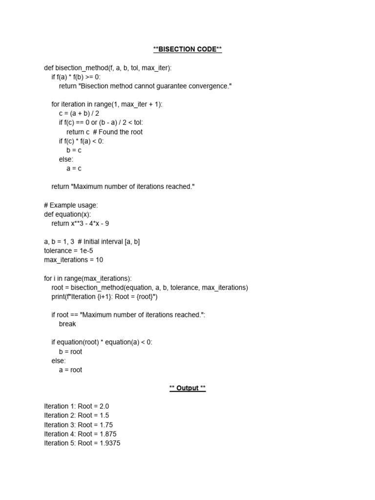 Bisection Code | PDF
