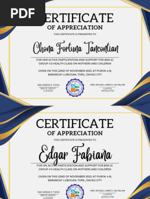 Certificate of Appreciation
