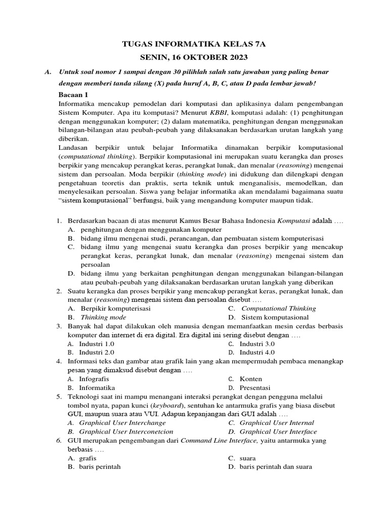 Tugas Informatika 7A-16!10!2023 | PDF