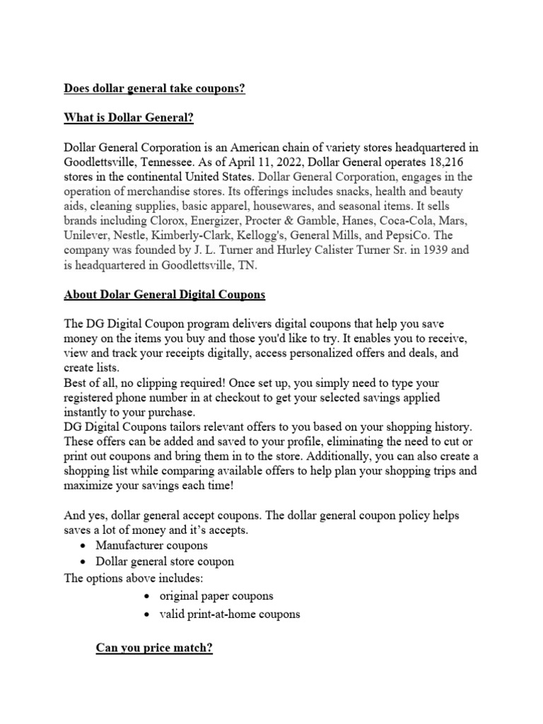Dollar General Coupon Policy Explained | PDF | Coupon