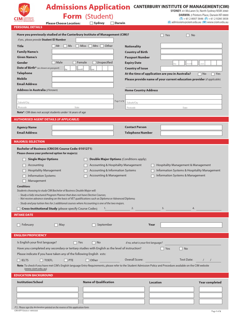 Cim Application 2019.v4-Fillable | PDF | University And College Admission