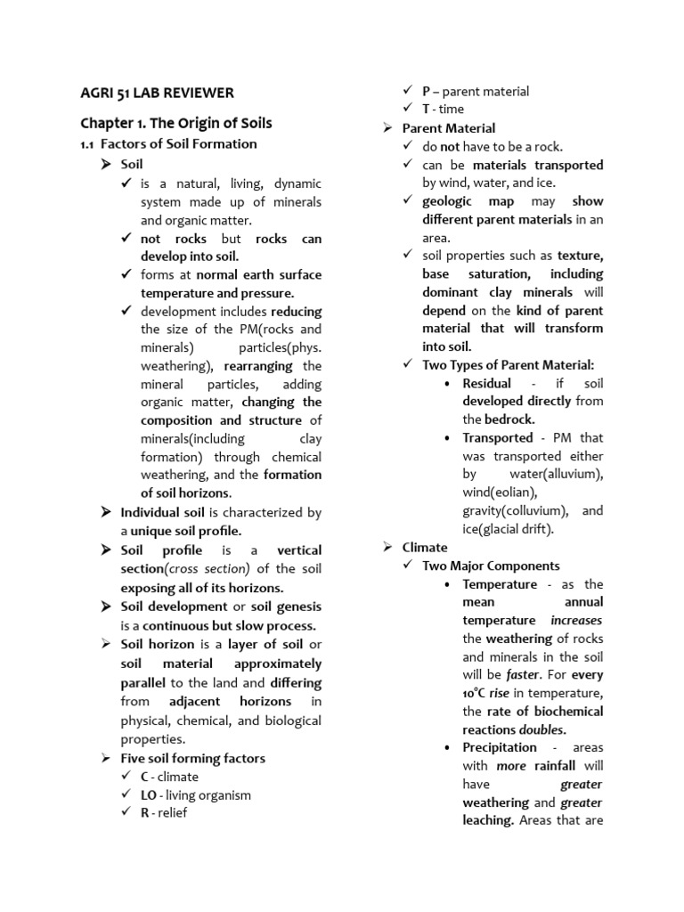 Agri 51 Soil Science Notes Pdf Soil Rock Geology