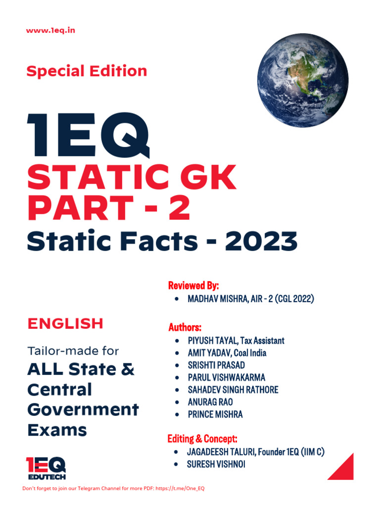 1EQ - Static GK Part - 2 (June 19, 2023) - Removed | PDF