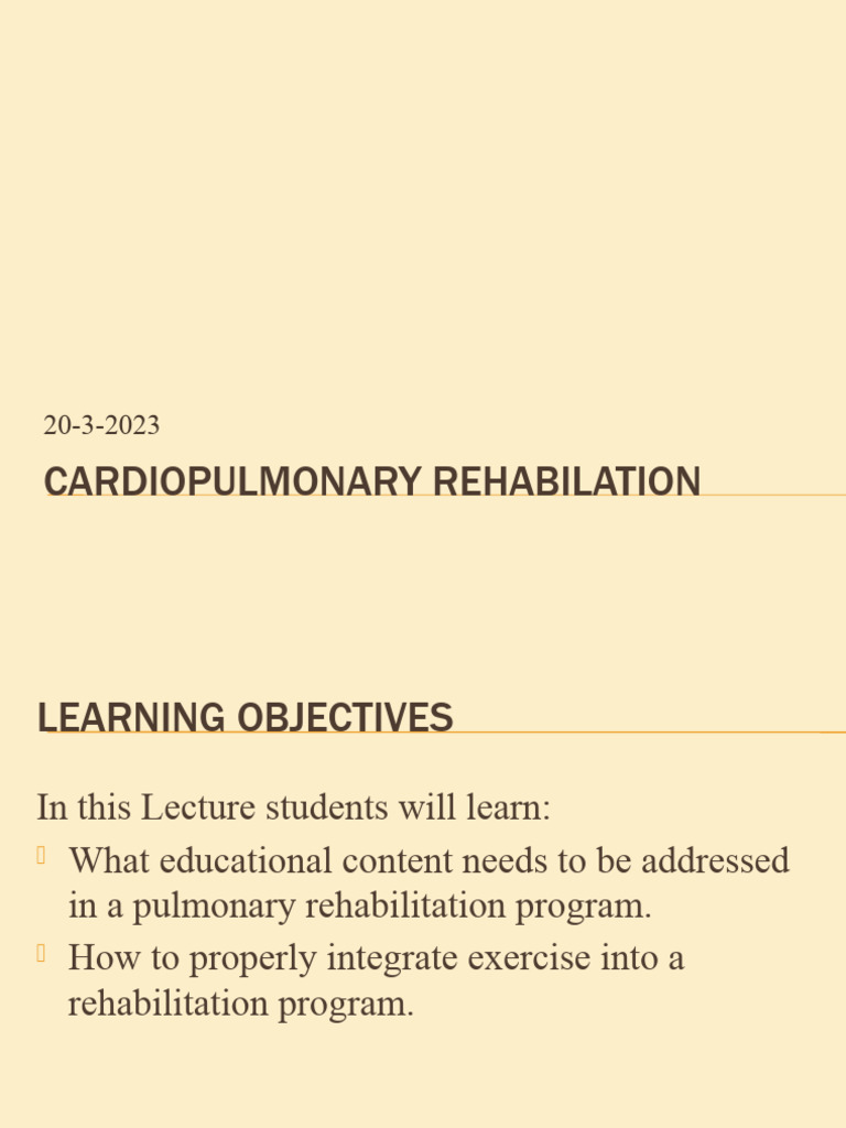 Cardiopulmonary Rehabilitation 6 | PDF | Physical Therapy | Heart
