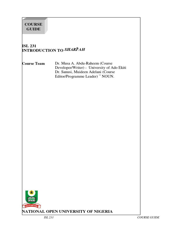 Isl231 Introduction To Shari Ah Pdf Prophets And Messengers In