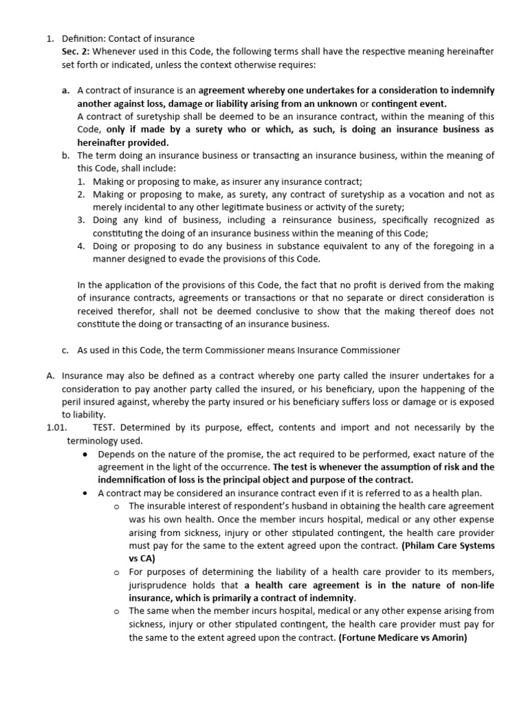 Insurance Reviewer PDF Insurance Indemnity