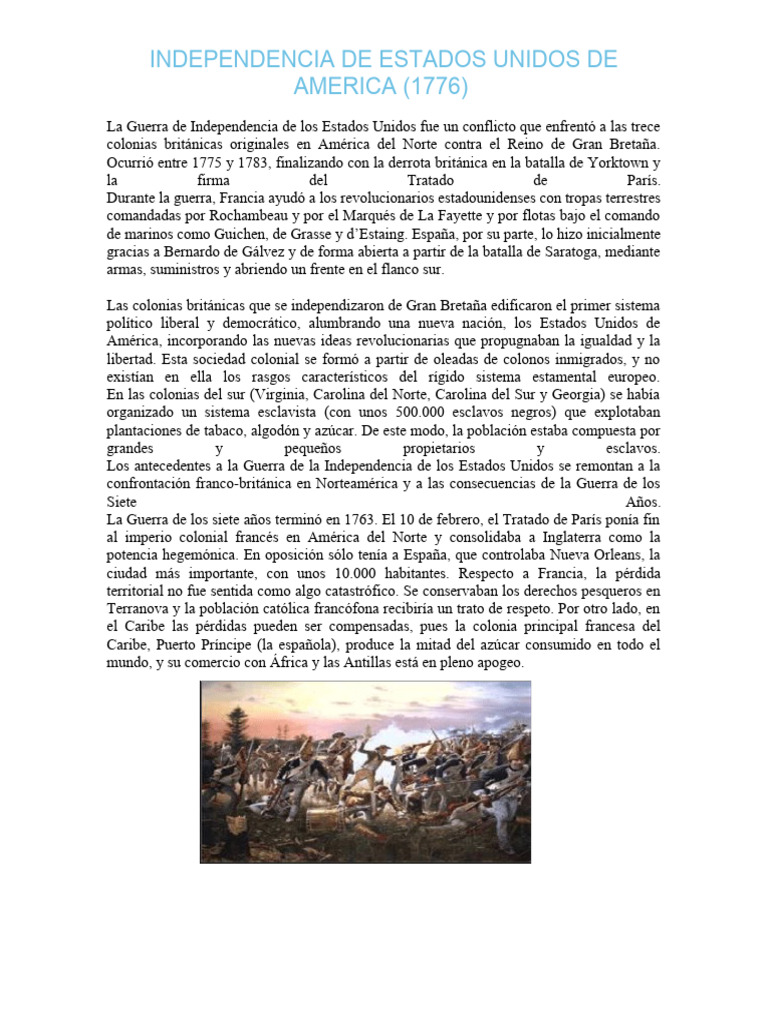 Independencia de Estados Unidos (1776) | PDF | Guerra revolucionaria ...