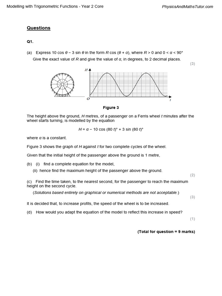 Modelling With Trigonometric Functions | PDF | Triangle Geometry ...