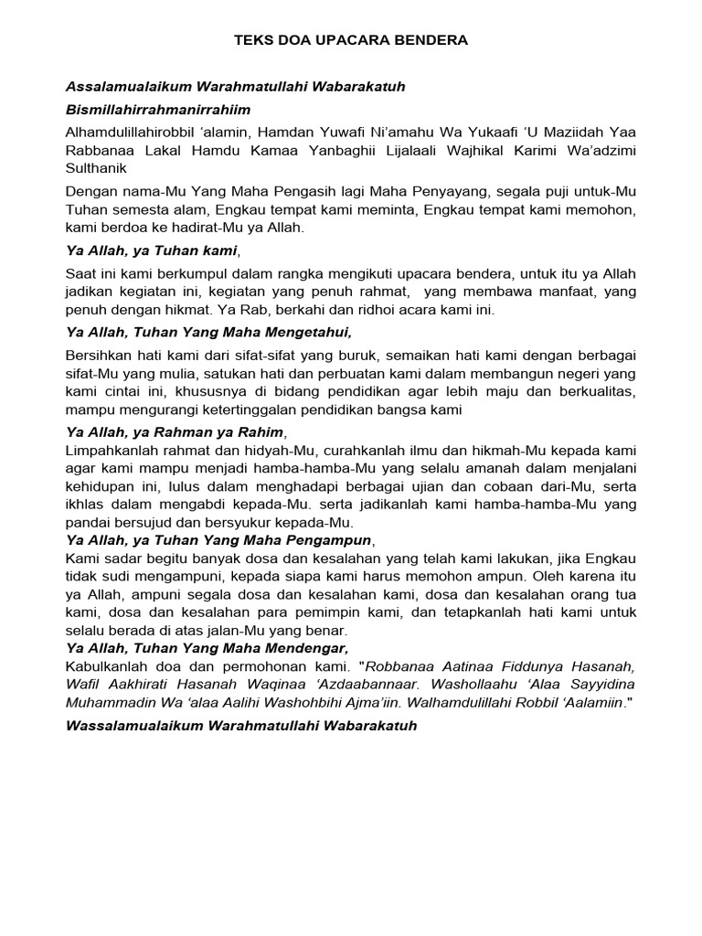 Teks Doa Upacara Bendera Pdf