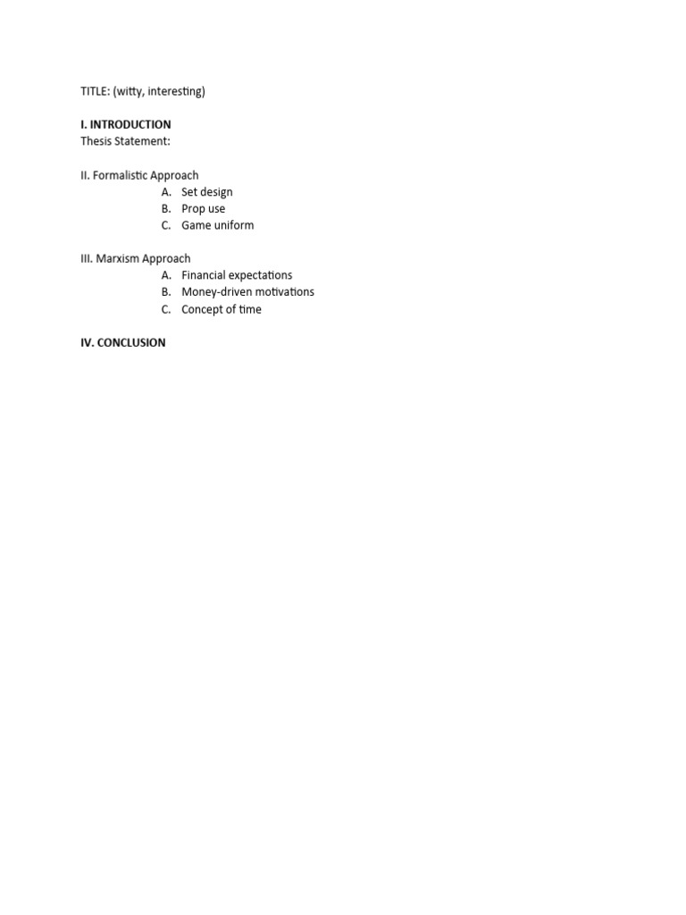 Sample Topic And Sentence Outline PDF