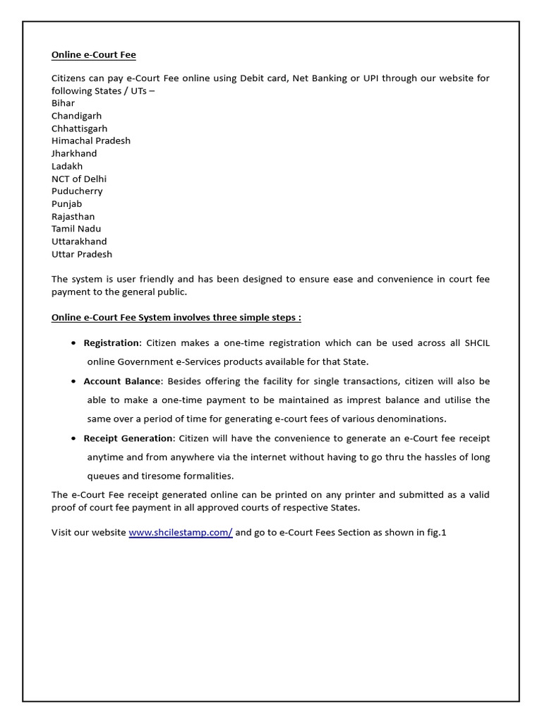Online e-Court Fee Payment Guide | PDF | Receipt | Payments