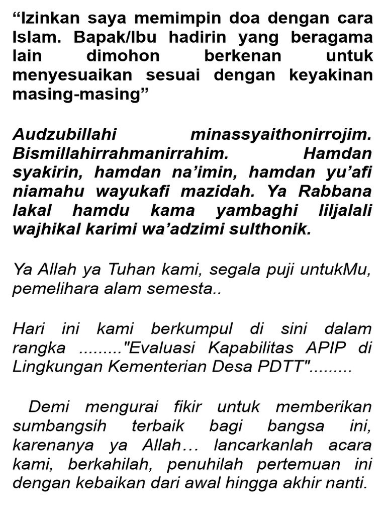 Doa Pembuka Acara Islami Resmi | PDF | Agama & Spiritualitas