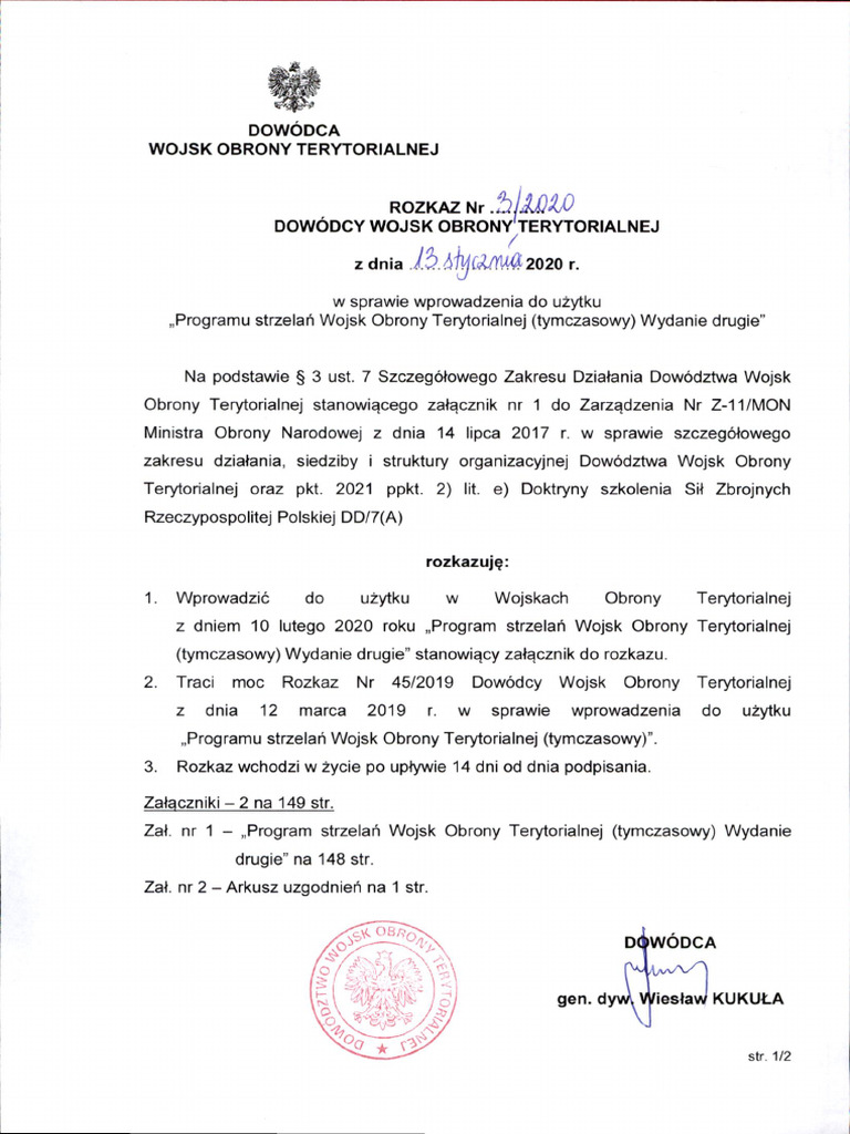 Program Strzelań WOT 2020 | PDF