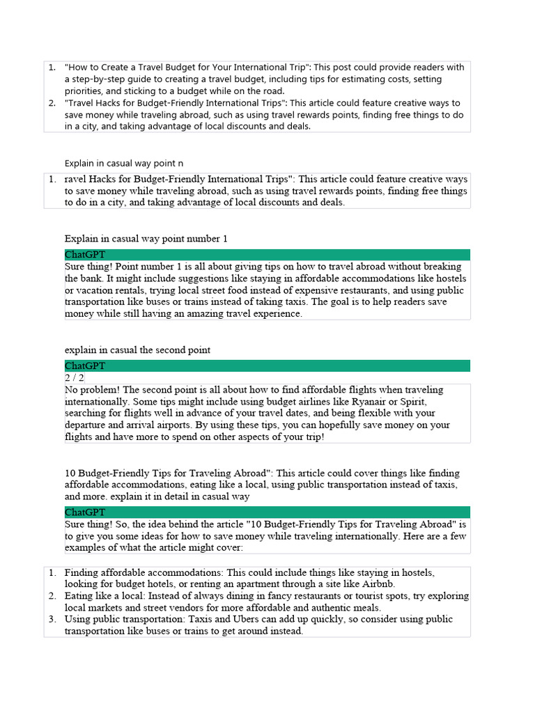 How To Create A Travel Budget For Your International Trip | PDF ...