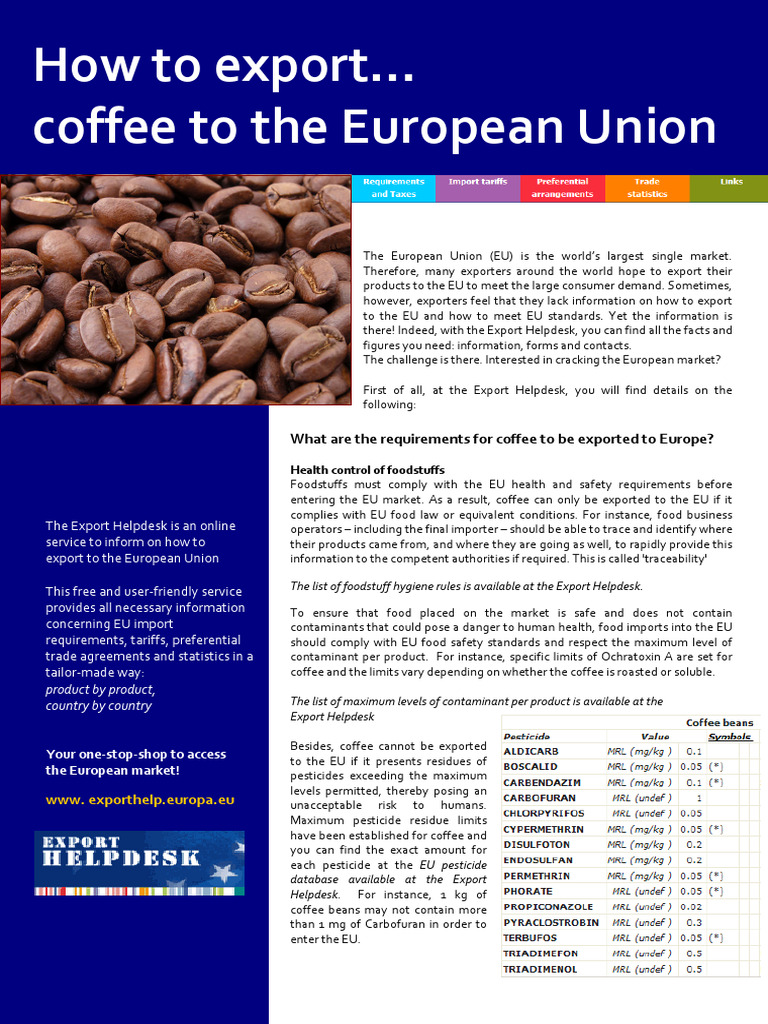 Factsheet Coffee PDF Coffee European Union