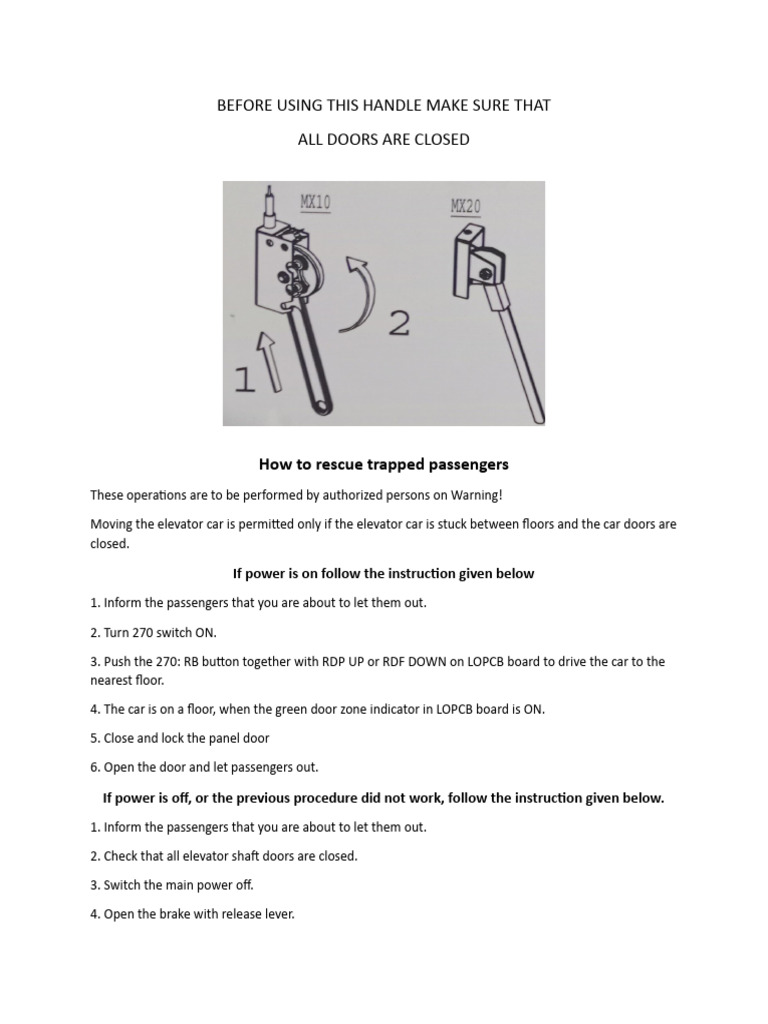 Elevator Rescue Instructions PDF