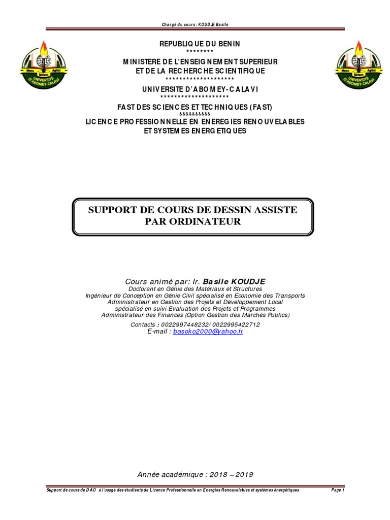 Cours de DAO pour Energies Renouvelables | PDF | Cercle | Dessin