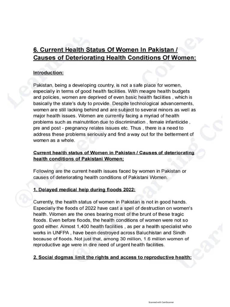 Current Health Status of Women Pakistan by Hajigul | PDF