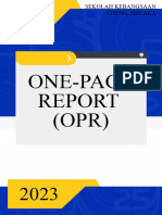 One-Page Report (Opr) 2023