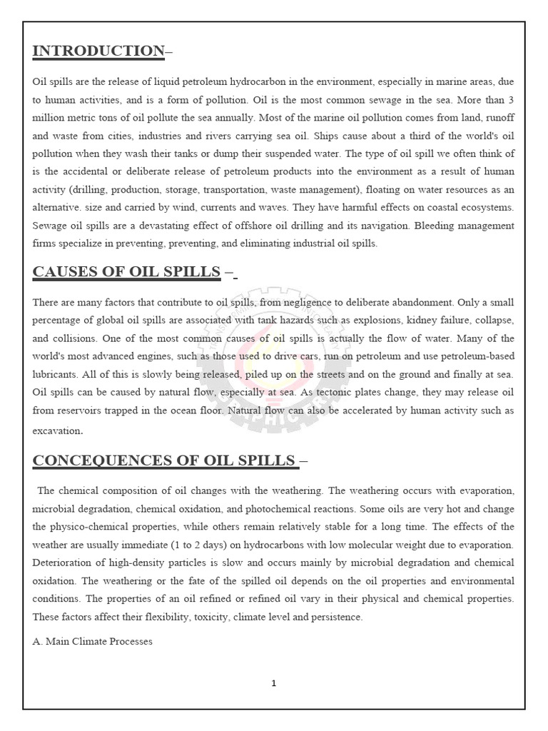 Oil Spill Project PDF Oil Spill Emulsion