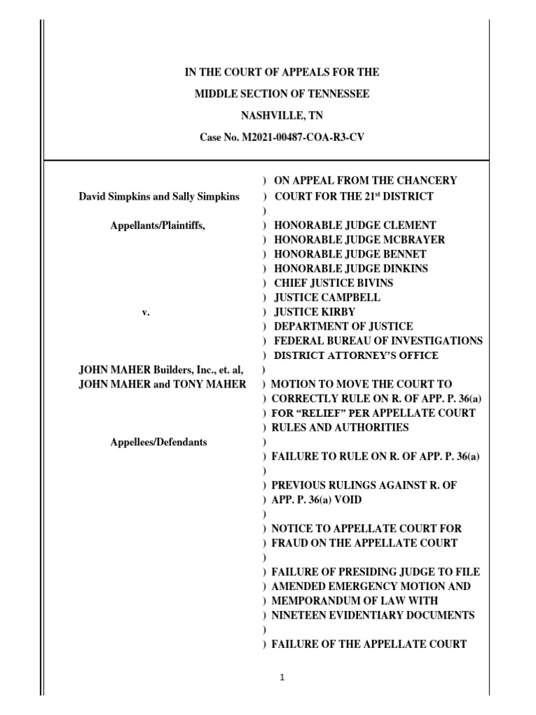 FINAL Motion To App. Ct. Failure To Abide by The Rules and Law 882022 Download Free PDF