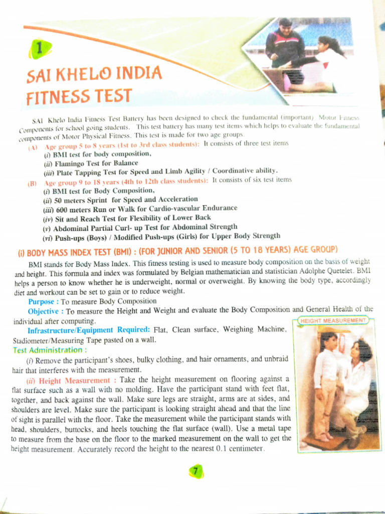Khelo India Fitness Test Overview | PDF | Body Mass Index | Measurement