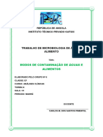 Modos de Contaminação Da Água e Do Alimento